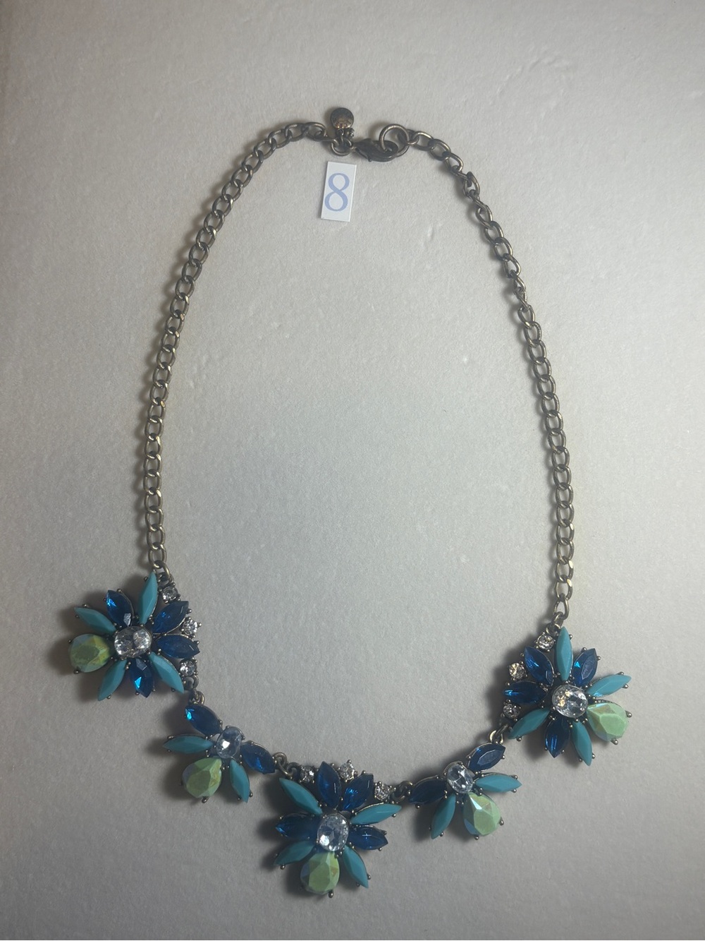 J. Crew Blue and Green Floral Statement Necklace